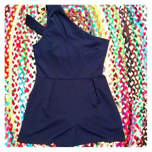 One Shoulder Navy Charlotte Russe Romper